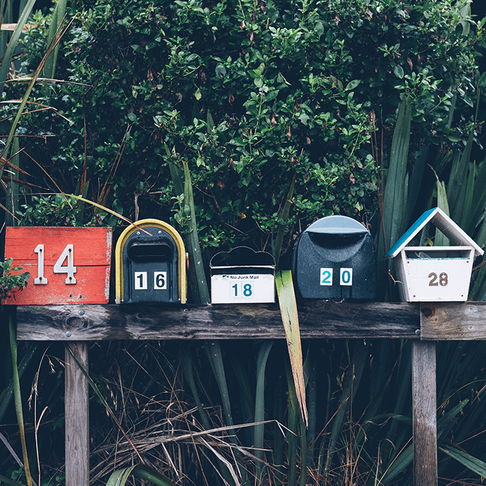 A row of mailboxes